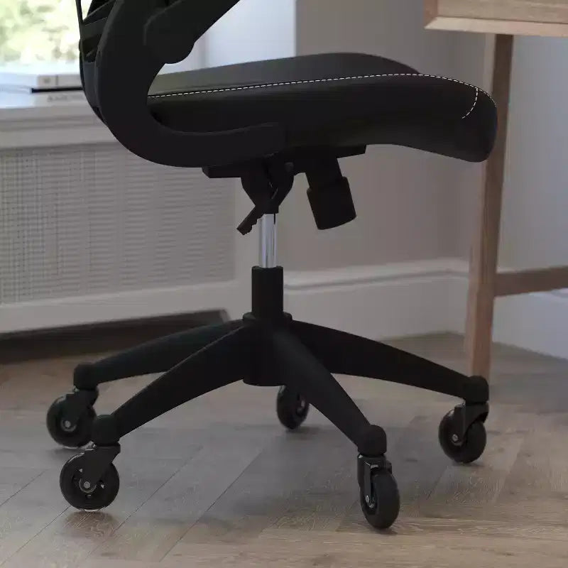 Mid-Back Swivel Ergonomic Task Office Chair with Flip-Up Arms & Transparent Roller Wheels