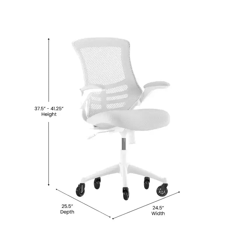 Sedia da ufficio ergonomica girevole a schienale medio con braccioli ribaltabili e ruote a rullo trasparenti