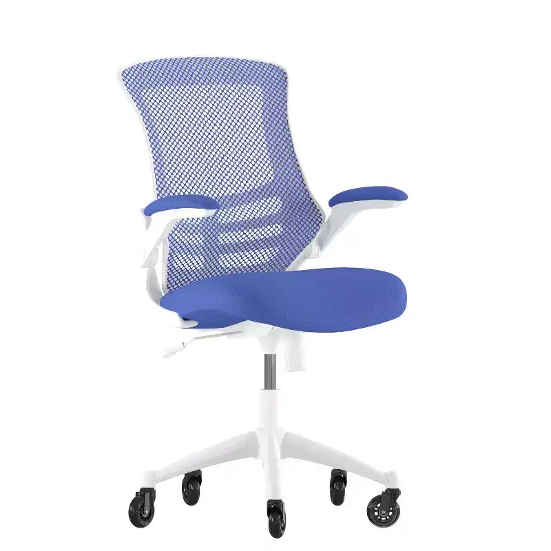 Mid-Back Swivel Ergonomic Task Office Chair with Flip-Up Arms & Transparent Roller Wheels