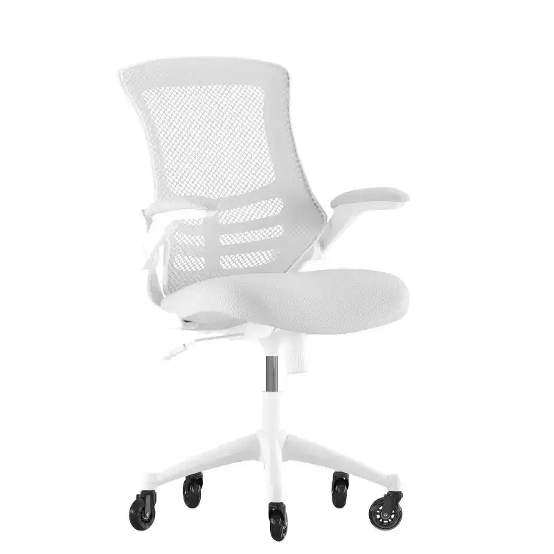 Mid-Back Swivel Ergonomic Task Office Chair with Flip-Up Arms & Transparent Roller Wheels