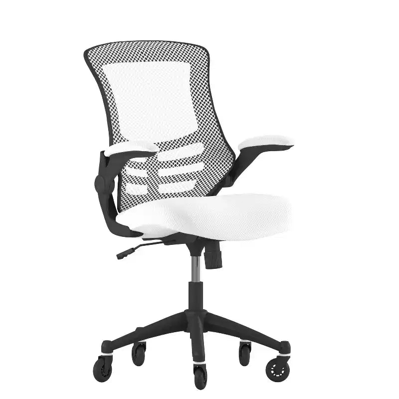 Mid-Back Swivel Ergonomic Task Office Chair with Flip-Up Arms & Transparent Roller Wheels