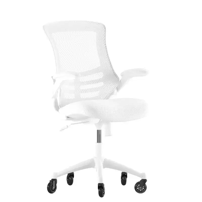 Mid-Back Swivel Ergonomic Task Office Chair with Flip-Up Arms & Transparent Roller Wheels