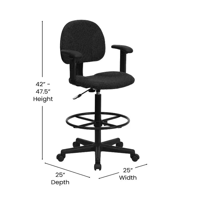 Two Cylinder Adjustable Drafting Chair with Flip-Up Arms