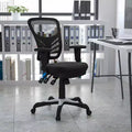 Sedia da ufficio ergonomica multifunzione in rete nera con schienale medio e braccioli regolabili