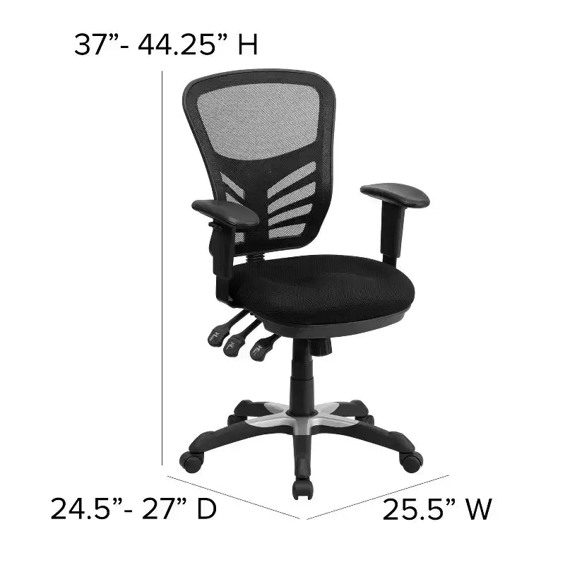 Mid-Back Black Mesh Multifunction Ergonomic Office Chair with Adjustable Arms