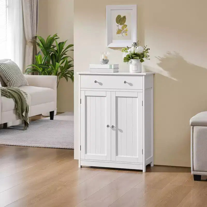 Mobiletto bagno in legno con ripiano regolabile – Organizer contenitore a colonna