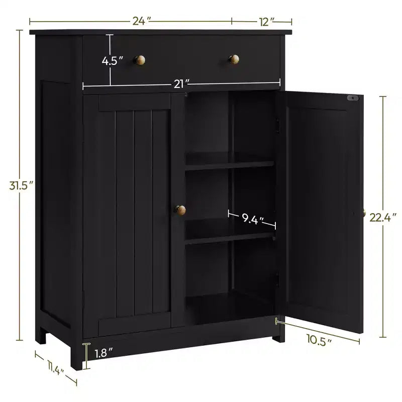 Mobiletto bagno in legno con ripiano regolabile – Organizer contenitore a colonna