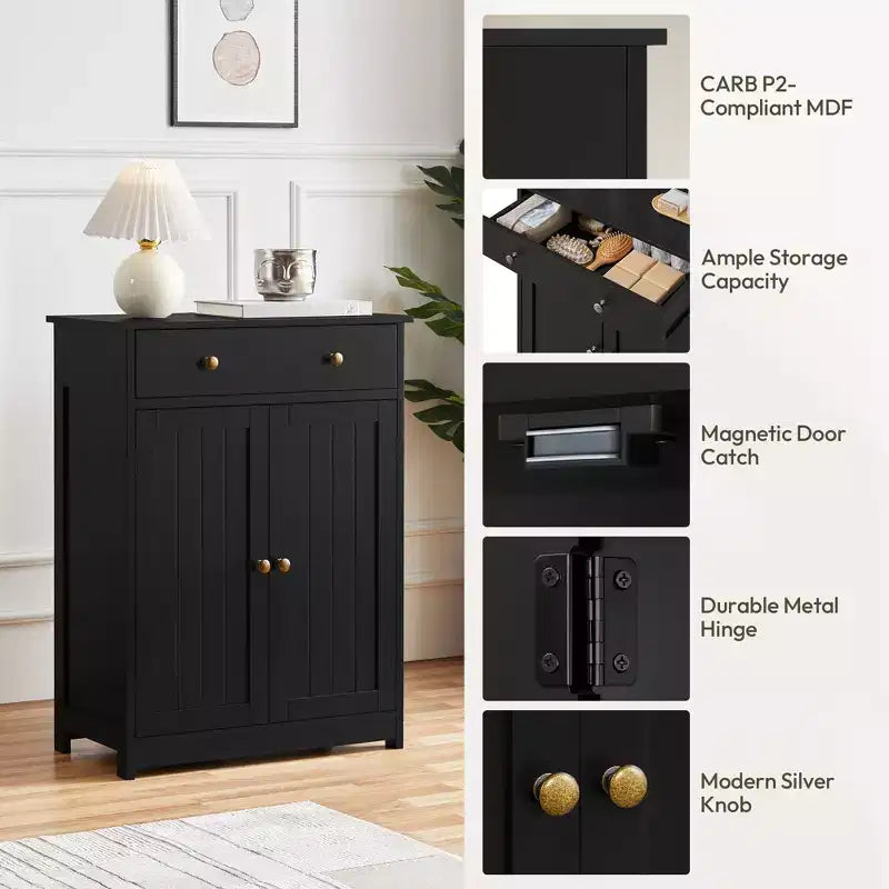 Mobiletto bagno in legno con ripiano regolabile – Organizer contenitore a colonna