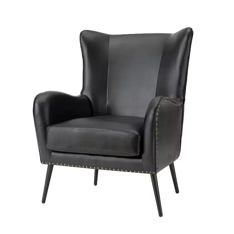 Poltrona classica a orecchioni con bordo borchiato – Poltrona d'accento imbottita per salotto
