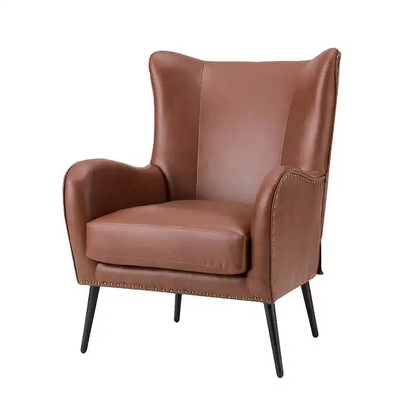 Poltrona classica a orecchioni con bordo borchiato – Poltrona d'accento imbottita per salotto