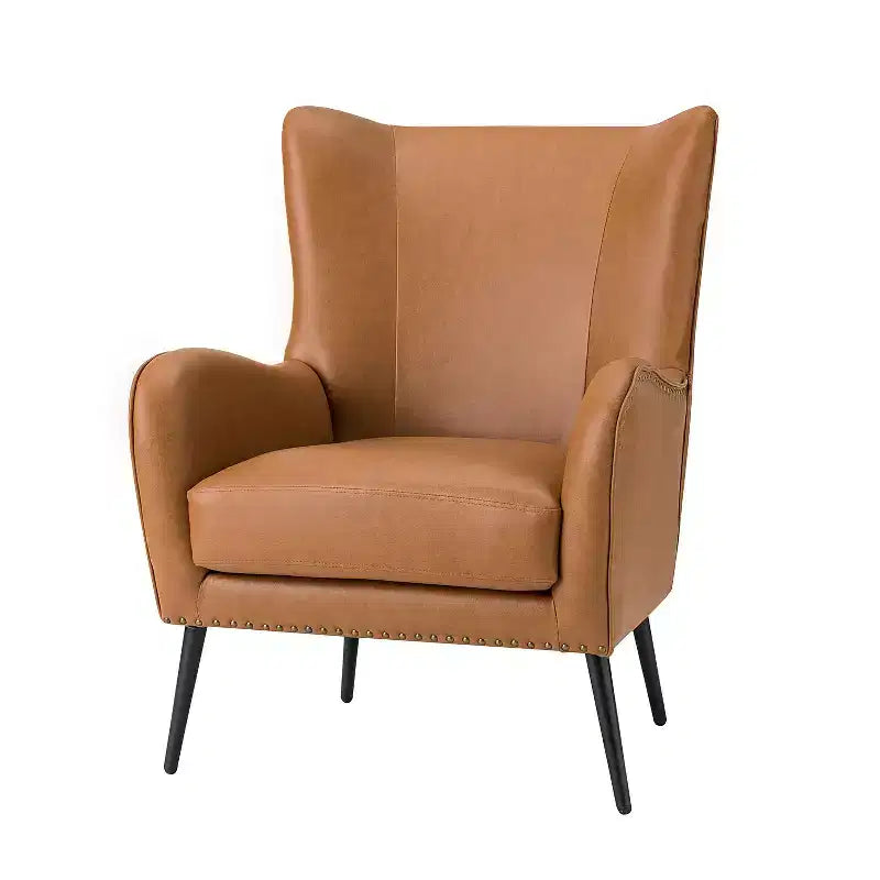 Poltrona classica a orecchioni con bordo borchiato – Poltrona d'accento imbottita per salotto