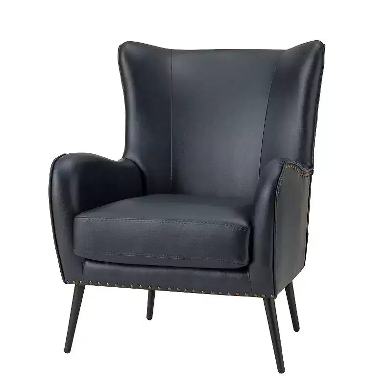 Poltrona classica a orecchioni con bordo borchiato – Poltrona d'accento imbottita per salotto