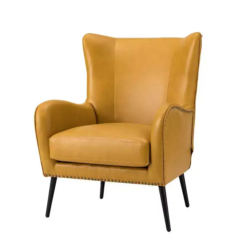 Poltrona classica a orecchioni con bordo borchiato – Poltrona d'accento imbottita per salotto