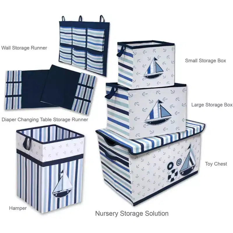 Cesto portabiancheria pieghevole Little Sailor con struttura in legno di pino – 100% cotone, lavabile in lavatrice